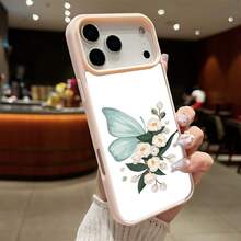 High-Quality Macaron Acrylic Magnetic Phone Case,Butterfly Garden Bliss A  White Floral Arrangement Magnetic Charging Phonecase Handy Case, Handy Cover For  11 12 13 14 15 16 17 17 Air 17 Pro 17 Pro Max Shock Resistant Protective Case - Rosa - Ver 12