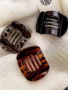 Set de 3 pinzas para el cabello de mujer con estampado de leopardo caramelo minimalista, de 9 cm/3,54 pulgadas, accesorios de moda y versátiles, estilo elegante, adecuados para uso diario, reuniones casuales, ir al trabajo, vacaciones, peinado, lavado de cara, ducha, maquillaje, combinación con atuendos y otros accesorios, tocado de verano, pinzas de garra, pinzas para el cabello - Multicolor - Ver 9