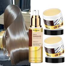 Combo Pack Hair Care Set – 2 Bottles Hair Mask & Hair Oil, Deep Repair For Frizzy & Damaged Hair, Intensive Moisturizing Conditioner For All Hair Types, Smooth & Glossy Finish,For Permed & Dyed Hair, Travel Essentials, Holiday & Christmas Gift - Màu vàng - Xem 1