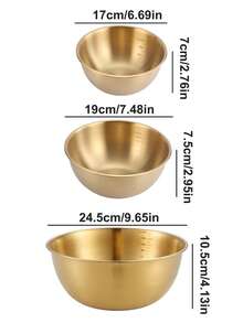 1件/3件套不锈钢沙拉碗，烤箱适用，带刻度的厨房搅拌碗，母亲节礼物，送给妈妈的礼物，烘焙用品 - 彩色 - 查看 12