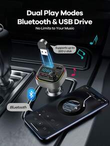 REMAX 三口快充蓝牙车载充电器，带RGB氛围灯；USB-C接口；内置麦克风，支持音乐/通话/导航；蓝牙5.3，支持自动重连；蓝牙和USB双模播放；车载配件 - 黑色 - 查看 9