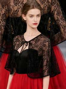 1pc Black/White Women's Wedding Shawl/Cape/Scarf/Cover-Up/Jacket, Suitable For Evening Gowns, Party Wear, And Everyday Outfits. - Multicolor - View 11