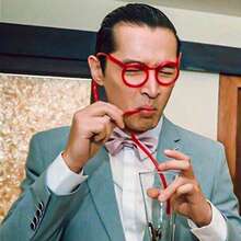 1 件趣味眼镜带吸管，适用于婚礼游戏或新奇 DIY 眼镜吸管、厨房、圣诞节礼物 - 藍色 - 查看 2