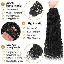 Goddess Locs 20 Inch 6 Packs Faux Locs Crochet Hair Pre Looped Crochet Locs For Soft Wavy Black Loc Extensions With Curly Ends - Multicolor - View 6