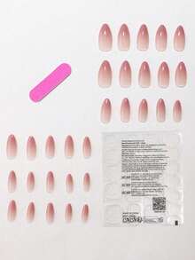 30片/套裸色杏仁形美甲贴纸，极简渐变扎染美甲贴，适合派对，也可作为送给女性和女孩的礼物，包含1瓶凝胶胶水和1张美甲贴纸。