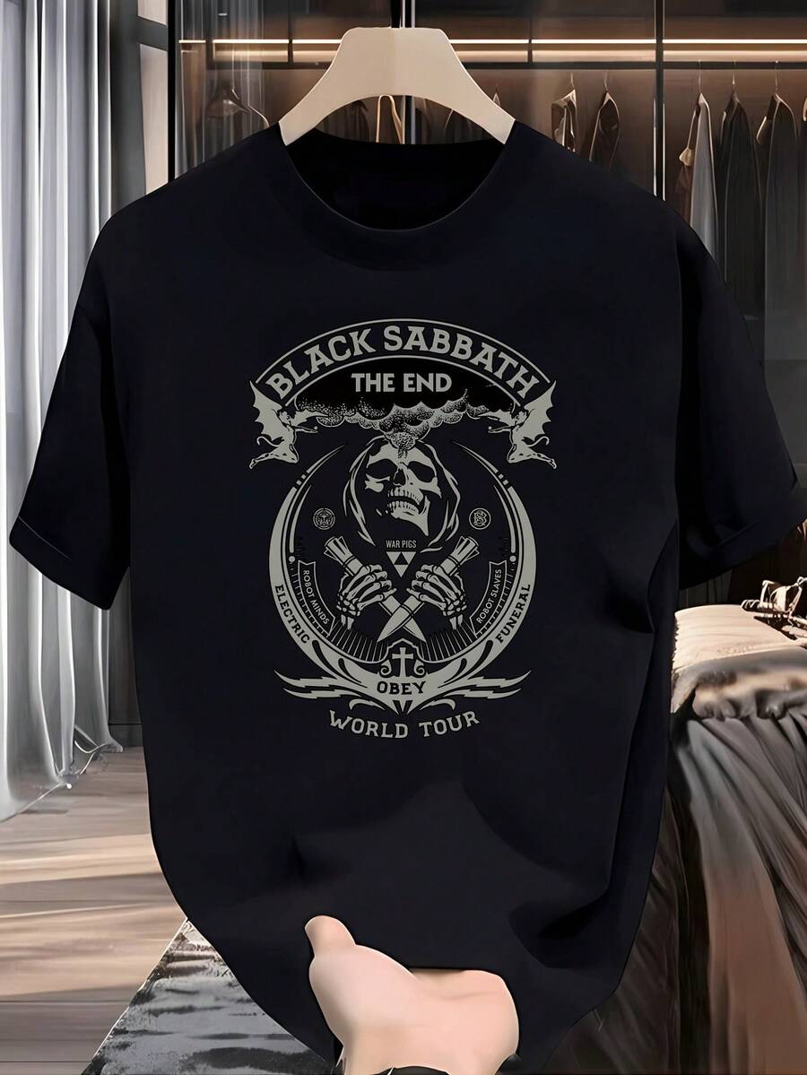 Black Heavy Metal Band--Shirt For Men - Vintage Rock Graphic--Shirt. Concert Tour Design - Breathable Polyester Shirt For Casual Wear. Music Festivals; Gifts - Retro-Punk-Rock-Merchandise. Rock Band--Shirts. Festival Clothing. Top With Skull Print. Machine Washable Top - màu đen - Xem 1