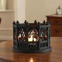 Chân nến trang trí Giáng sinh phong cách Gothic cổ điển màu đen, chân nến trang trí ngày lễ thiết kế hình vương miện, chân nến dễ thương sáng tạo, chân nến hình tách trà, tượng trang trí bàn làm việc bằng nhựa chất lượng cao, thích hợp cho gia đình, phòng khách, năm mới, Ramadan, Eid Al-Fitr, Eid Mubarak, quà sinh nhật, thích hợp cho trang trí mùa thu/đông ma quái, trưng bày theo mùa. - Nhiều màu - Xem 2