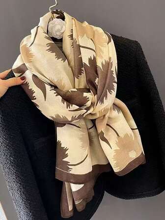 1 pieza Pañuelo/Chal elegante con estampado floral para mujer, accesorio casual para exteriores