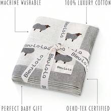 Manta Arrullo para Niños y Niñas - 100% Lujo Algodón Suave Tejido Cálido Acogedor Coche Cuna Recién Nacidos Bebés Niños Pequeños (Ciervo - Salvia) - Oveja - Marfil - Ver 3