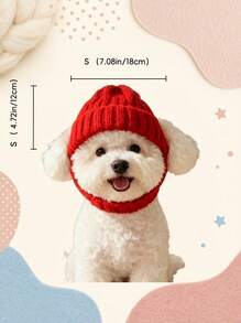 PETSIN 宠物猫狗针织帽，马尔济斯犬露耳帽，室内外保暖 - 彩色 - 查看 2