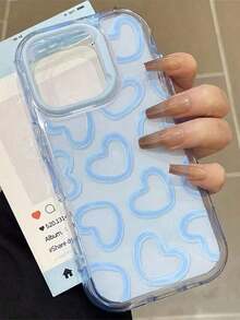 1pc Aesthetic Thin Sky Blue Personalized Line Design Phone Case Compatible With IPhone 16, 15, 14, 13, 12 Pro Max, 11, Korean Cute Shock-Proof Phone Cover, Gift For Girls, Compatible With IPhone 17/17 Pro/17 Pro Max/17 Airfunda Para Phone,Apple16,Cover De Phone,Cell Phone Case,Funda Para Apple 17 Pro - 藍色2 - 查看 5