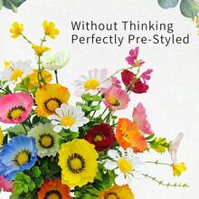 4/8 Bunches 12.59 Inch Artificial Poppy And Daisy Flower Bouquet, Multi-Flower And Leaf, Moisture-Proof And Maintenance-Free, Realistic And Full-Bodied Design, Artificial Floral Decor, Fake Plants, Suitable For Indoor/Outdoor Garden, Planter, Table, Kitchen, Bedroom, Bathroom, Patio, Porch, Balcony, Wedding Party Decoration, Valentine''s Day Gift - Multicolor - View 4