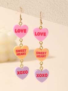 1对时尚浪漫甜心情书耳环，适合女性日常、约会、节日、派对等场合。 - 彩色 - 查看 3