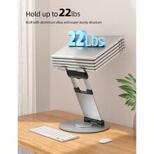 Nulaxy - Soporte telescópico giratorio de 360 pulgadas para computadora altura ajustable giratoria diseño ergonómico elevador para computadora portátil de pie para todos los portátiles de 10 a - B-plateado - Ver 5