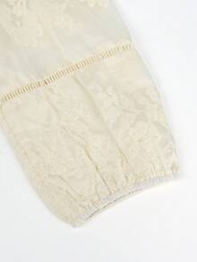 ii Women's Vintage Lace Embroidered Cuff Elegant Blouse Spring - Apricot - View 7