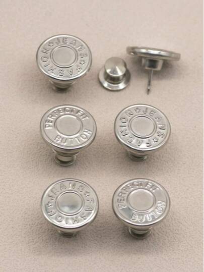 10 lättmonterade justerbara sömlösa jeansknappar, snygga vita avtagbara metallfästen - perfekt för att finjustera baggy jeans