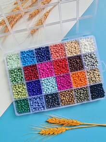 1 caja de 24 colores de cuentas de vidrio minimalistas de moda y brillantes, en tamaños de 2mm-3mm-4mm, suministros para hacer joyas DIY para collares, pulseras, móviles, borlas y manualidades - Perlas de arroz de 3 mm - Ver 12