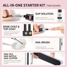 Kit completo de extensión de uñas: Gel de construcción rápida de cristal, curado con UV/LED, incluye 100 piezas de formas y un pincel versátil - Perfecto para principiantes y entusiastas del arte de uñas DIY - Multicolor - Ver 3