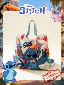 Disney 1个官方授权的米奇/史迪奇图案时尚手提包，休闲多功能单肩包，配有可调节肩带，适合女性/女孩/青少年/学生日常使用、外出、购物、返校等场合。 - 彩色 - 查看 2