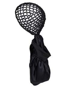 1pc 2-In-1 Wrap Cap Hair Net Cuffed Sleep Cap & Hair Net Bonnet, Satin Edged Sleep Hat & Crocheted Hair Wrap,Travel Essentials,Travel Essential,Hairstyle,Hairdressing Haircare Routine Comfortable Easy Use - Multicolor - View 3