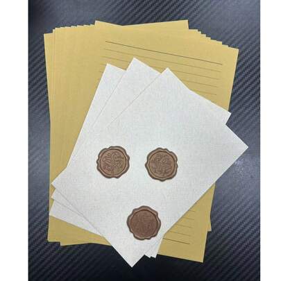 16 piezas Juego de papelería retro, que incluye 3 sobres con textura de lino, 10 hojas de escritura de papel kraft, 3 pegatinas de sello de agradecimiento, para hacer invitaciones, tarjetas de felicitación, cartas de amor, regalos festivos, correspondencia