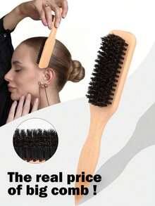 1 Piece Pointed-Tail Beard Brush, Unisex Hair Brush, Men's Vintage Pompadour Styling Brush, Fragrance-Free Professional Hair Styling Brush & Comb, Smooth Slick-Back Brush, Gradient Styling & Clipper Cleaning Comb, Slick-Back Smoothing Tool, Suitable For Thick/Thin Hair, Ideal For Use In Bathroom, Bedroom, Scalp Massage, Back To School, Travel Vacation And Daily Life, Also A Perfect Holiday Gift For Family And Friends - Multicolor - View 8