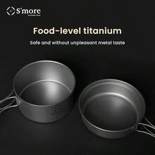 Titanio 2 en 1 Olla y Sarten con Mango Plegable Utensilios de Cocina Ultraligeros Ecologicos para Camping Picnic y Senderismo - Cepillar - Ver 6