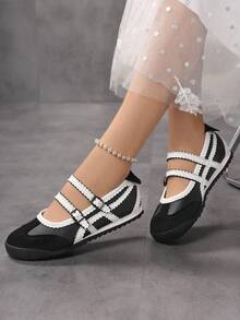 Women's New Comfortable Fashionable Retro Flat Ballet Flats, Low Vamp Versatile Casual Mary Jane Shoes - Black - View 6