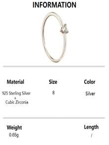 1枚S925纯银戒指，简约单钻三角形立方氧化锆，夏季，周年纪念礼物，女士珠宝配饰，适合送给母亲、女友、朋友、情侣，日常佩戴，优雅礼物 - 白色 - 查看 11