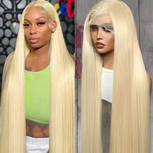 200% 密度 12 英寸金色 613 直发波波头假发，13x4 大透明蕾丝前片手工编织，可自由造型，预先拔毛的发际线和预先漂白的发结，适合日常或特殊场合佩戴 - S613 - 查看 5