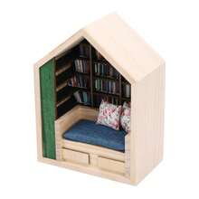 BookcasesAnsiety Bookshelf Cabina Escena de la Escena del Estrés Exquisito Decoración del Hogar en Miniatura con Libros para Relajación - Negro - Ver 4