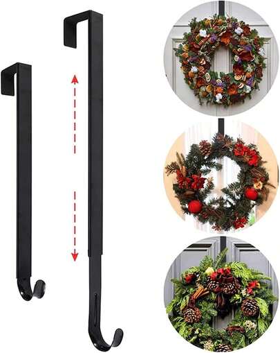 GLURIZ Coador de corona para puerta principal, ganchos de corona ajustables de 39-65CM
