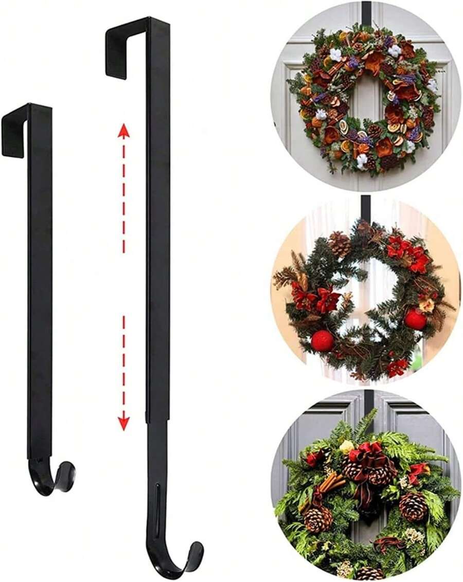 GLURIZ Coador de corona para puerta principal, ganchos de corona ajustables de 39-65CM - negro - Ver 1