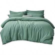 RUIKASI Double Duvet Set Bedding Set - White Duvet Cover Double Bed Set With Zip, Soft Brushed Microfibre Duvet Cover Set Quilt Cover With 2 Pillowcases - Green (Sage) - View 8