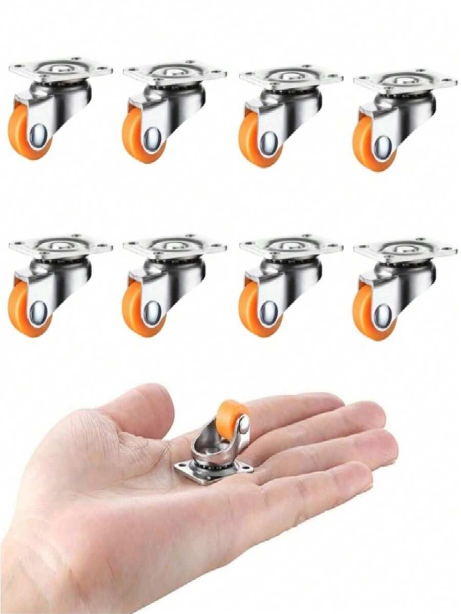 8pcs 0.5 Inch Swivel Casters, Small Drawer Bottom Sliding Wheels, Cabinet Casters, Bed Casters, Small Movable Rollers