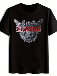 Camiseta gráfica Killswitch Engage para hombres - Diseño de banda de rock retro. Cuello redondo de manga corta. Top Casual de Verano de Poliéster Ropa para fanáticos de laúsica heavy metal. Perfecto para viajar. Playa. y regalos de festivales. Camisa de Playa Camiseta de Banda de Rock Tela de Poliéster - Negro - Ver 1