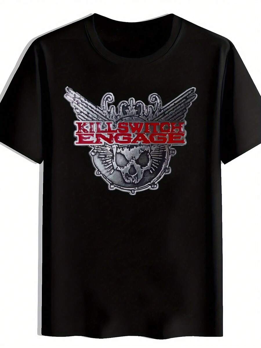 Camiseta gráfica Killswitch Engage para hombres - Diseño de banda de rock retro. Cuello redondo de manga corta. Top Casual de Verano de Poliéster Ropa para fanáticos de laúsica heavy metal. Perfecto para viajar. Playa. y regalos de festivales. Camisa de Playa Camiseta de Banda de Rock Tela de Poliéster - Negro - Ver 1