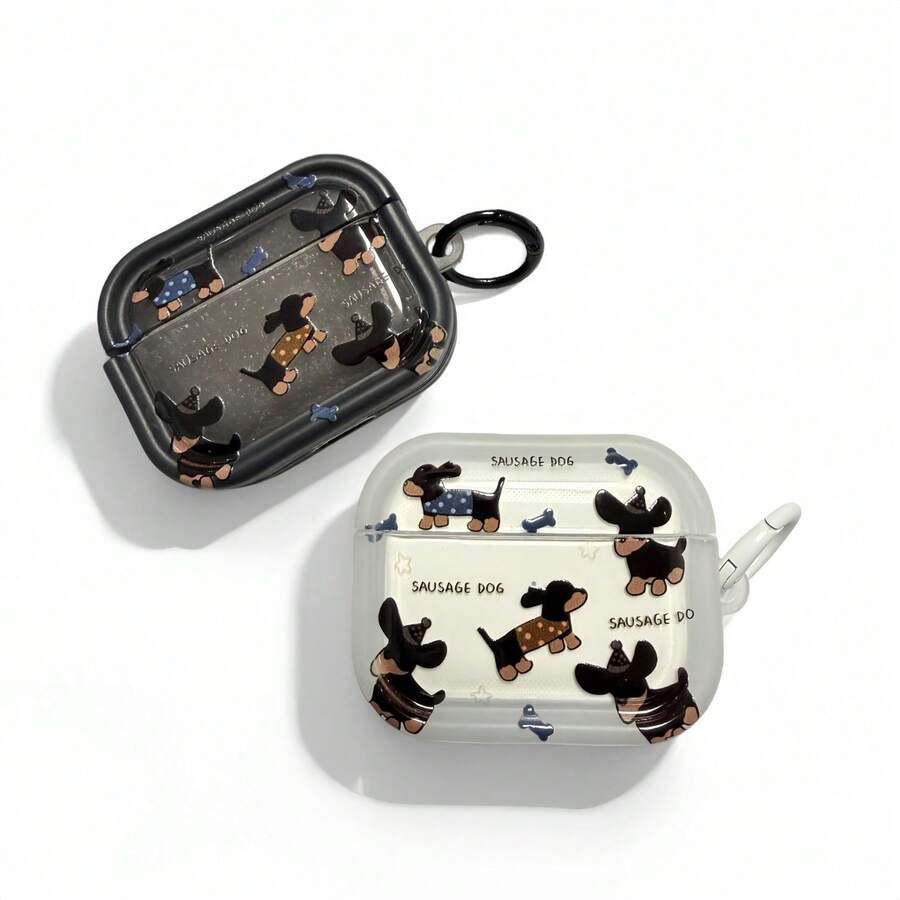 1pc Cute Dachshund Style Original Japanese Design Pro 2/Pro 3 Protective Case, 3/ 4 Protective Cover (Earphones Not Included) - Black - View 1