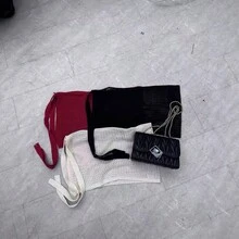 1 Piece Hollow Knitted Half Skirt Solid Color Fashionable Matching Pants Butt Curtain Accessories - 杏色 - 查看 4