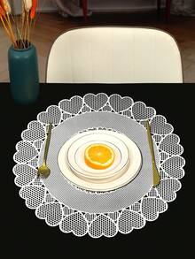 1/4/6件装心形餐垫，适用于婚礼宴会餐桌装饰，心形圆形餐垫，晚餐约会餐垫 - 彩色 - 查看 6