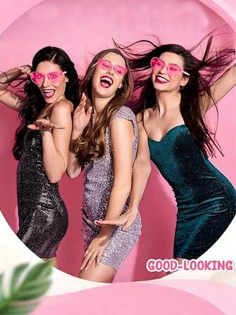 1/6/12/20个装心形糖果色无框趣味心形眼镜，男女通用，派对礼品，返校季，情人节