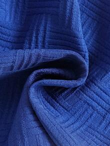 Set de 2 piezas de camisa con bolsillo y bordado de oso y pantalones cortos de moda callejera para niño bebé - azul real - Ver 9