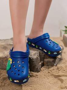儿童卡通花园鞋，儿童舒适时尚休闲沙滩泳池凉鞋 - 寶藍色 - 查看 5