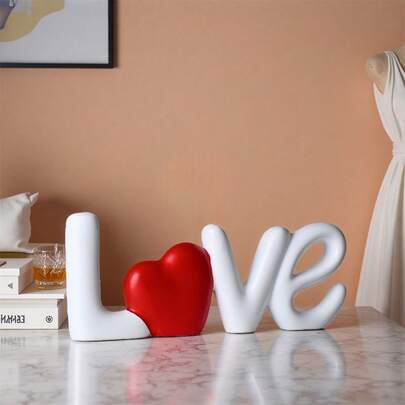 Valentine's Day Desktop Ornament Resin Letters Statue Decoration Tabletop Centerpiece For Wedding