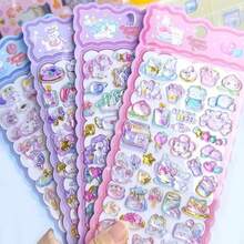 Cute Cat Cartoon Stickers, Adorable 3D Crystal Epoxy Mobile Phone Decoration Stickers, DIY Scrapbooking Stickers For Handmade Cards And Journals - Multicolor - View 3