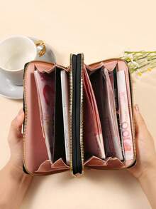 New Women Long Wallet Fashion Handbag Clutch With Zipper Large Capacity Multi-Slot For Cards ID Phone Suitable For Daily Use Shopping Work Mother's Day Birthday Gift - Black - View 4
