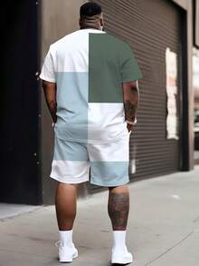 Bộ đồ thể thao nam phong cách đường phố thường ngày - Thiết kế kẻ caro phối màu "Hãy là chính mình", chất liệu vải dệt kim polyester, cổ tròn, quần short có dây rút, túi, dáng regular fit, cỡ lớn. - Nhiều màu - Xem 2