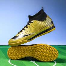 Men's Football Shoes, Outdoor Professional Training Turf Football Boots, Lightweight And Breathable Boys' Sports Training Shoes, Unisex - Gold - View 2