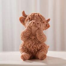 高地牛硅胶蜡烛模具动物大豆蜡硅胶模具小雕像动物爱好者家居装饰品 - 粉色 - 查看 1