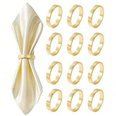 1pc/6pcs/12pcs/24pcs Metal Napkin Rings, Minimalist Gold Napkin Holders, Unisex, Reusable, Suitable For Family Gatherings, Parties, Minimalist Tabletop Decor, Party & Holiday Supplies, Christmas Table Setting, Holiday Party Gifts